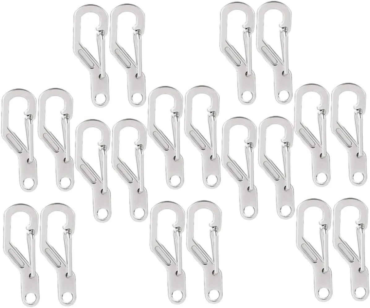 BESPORTBLE Camping Hiking Travel Keyring 20pcs Keychain Hooks Zinc Alloy Carabiner Buckles Practical Carabiner Clips