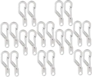 BESPORTBLE Camping Hiking Travel Keyring 20pcs Keychain Hooks Zinc Alloy Carabiner Buckles Practical Carabiner Clips