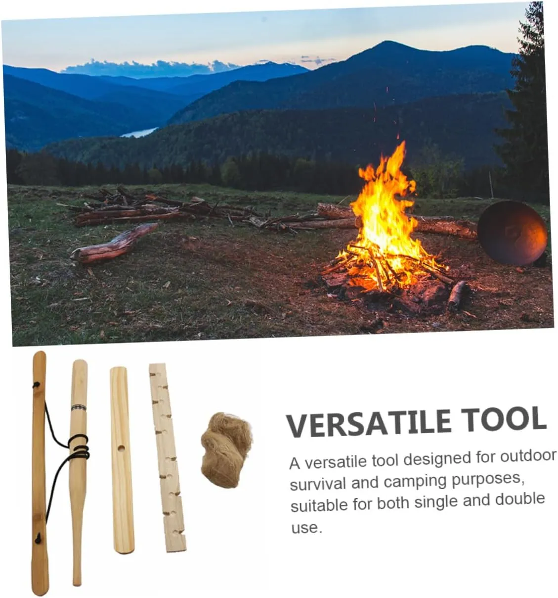BESPORTBLE Camping Outdoor Fire Making Tool Bow Drill Kit Fire Starter for Campfires Emergency Kit Fire