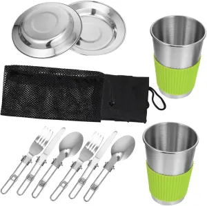 BESTonZON 1 Set Portable Stainless Steel Dining Utensil Set for Camping and Outdoor Use Durable Food Grade Cutlery for Travel Picnics and Dining the Go