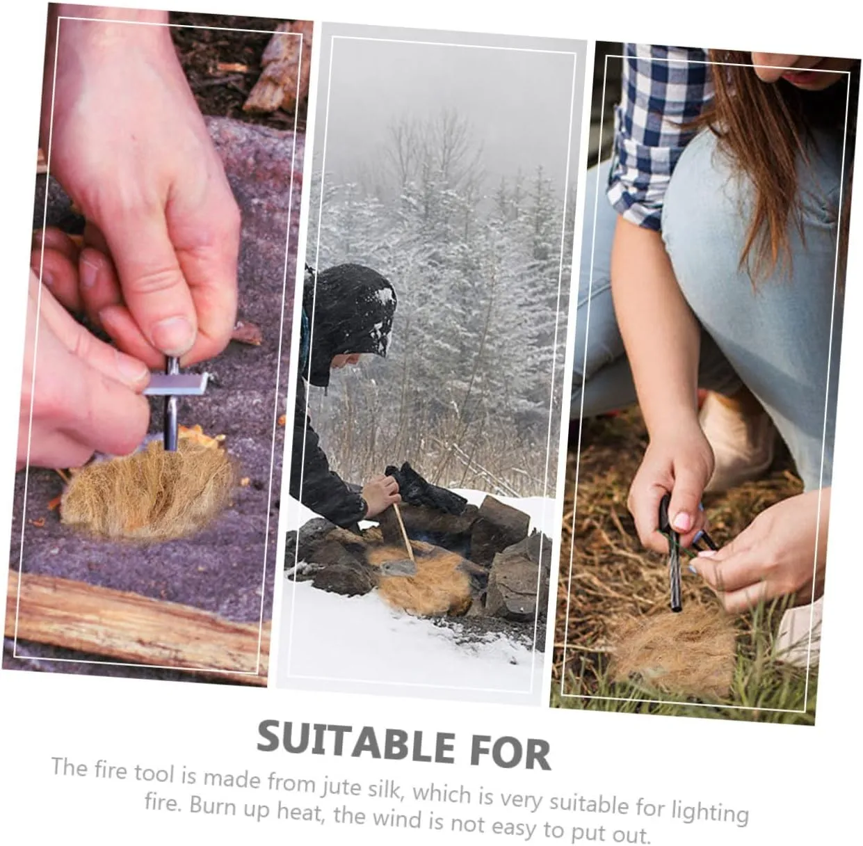 BESTonZON 4sets Outdoor Flame Starter Convenient Jute Tools for Campfires Lightweight Easy to Use for Beginners Professionals 3pcs*4
