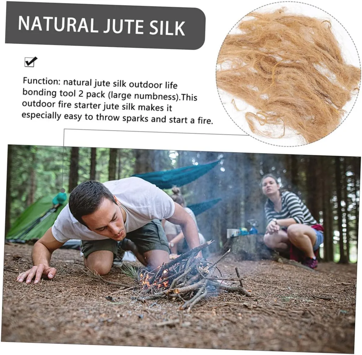 BESTonZON 5sets Jute Fire Starters for Camping Outdoor Survival and Emergency Use Lightweight Convenient Fire Tool for Campfires Bbqs and More 3pcs*5