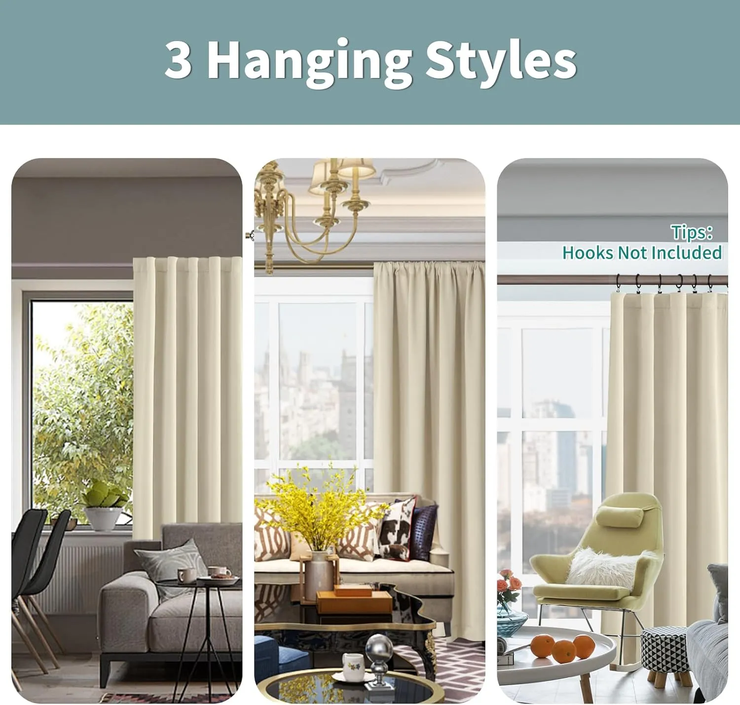 BGment Beige Full Blackout Curtains with Thermal Insulation Liner Curtains 84 Inches Long, Rod Pocket and Back Tab Double Layer Room Darkening Window Curtain for Bedroom(52 x 84 Inch, 2 Panels)