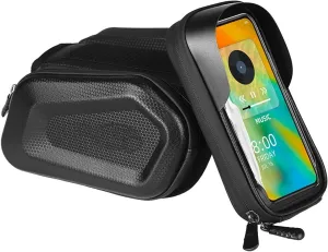 Bike Frame Bag Touch Screen Waterproof Hard Shell Bicycle Top Tube Storage Bag with Headphone Jack for Cycling Compatible Phone Under 7”