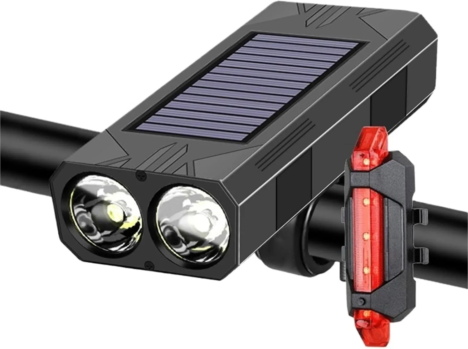 Bike Light Set 800 LM Solar Bike Light Set Bicycle Lights Horn Cycling Headlight USB Charging Flashlight Bike Accessories Bicycle Light(Headlight-A)