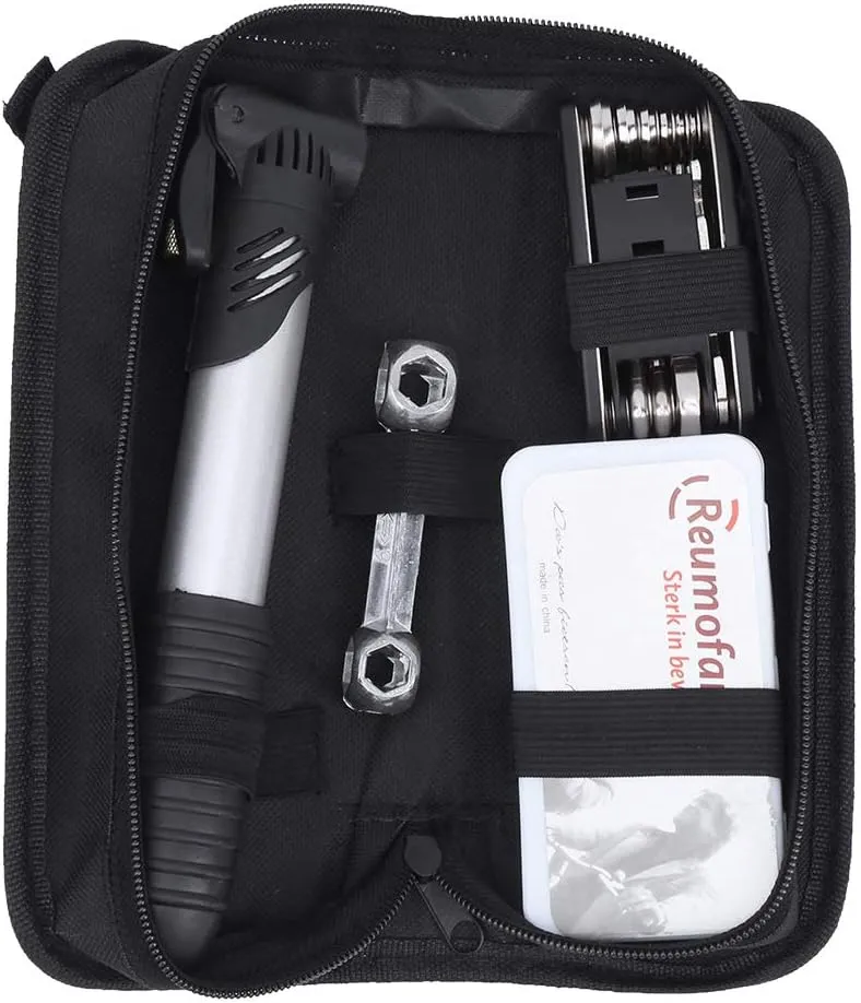 Bike Repair Tool Kits, Bike Tire Repair Kit Bicycle Repair Bag with Bike Pump, 16 in 1 Bicycle Multitool, Bike Tire Levers, Bike Tire Patch Kit for Road Mountain Cycling Accessories