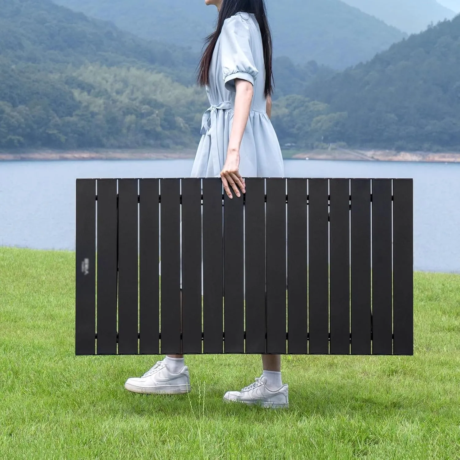 Black Camping Table, Fold Up Lightweight,Portable Roll Up Aluminum Table with Carry Bag for Outdoor, Support Up to 330LBS(90cm/35.4'')