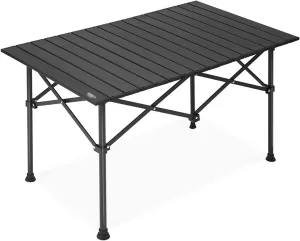 Black Camping Table, Fold Up Lightweight,Portable Roll Up Aluminum Table with Carry Bag for Outdoor, Support Up to 330LBS(90cm/35.4'')