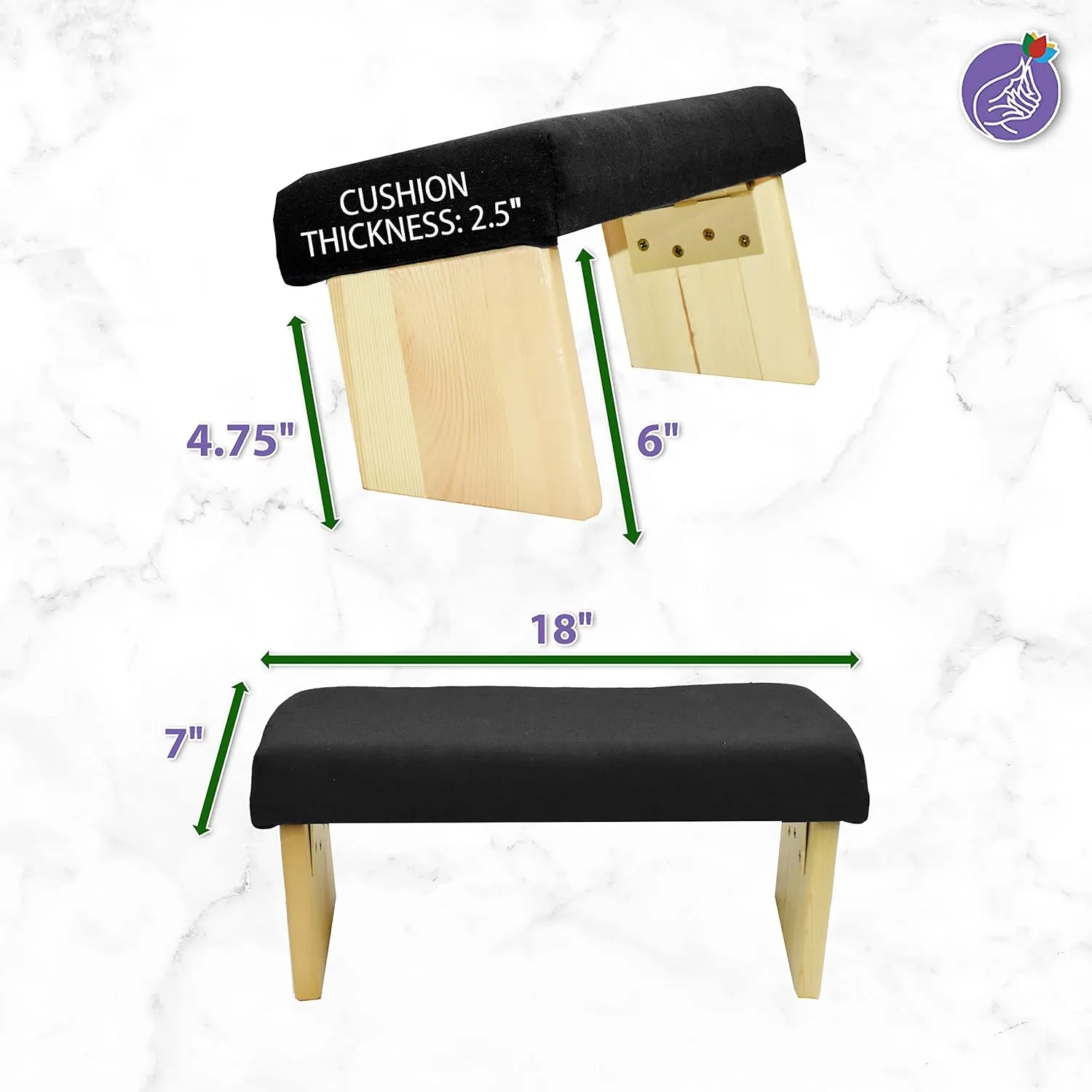 Black Foldable Meditation Chair - Yoga Zen Meditation Bench Kneeling Stool - Wooden Meditation Stool with Cushion - Prayer Kneeler Seiza Meditation Seat