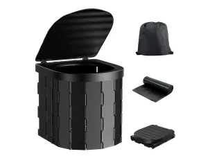 Black Portable Adults Folding Safe for Lid Toilet with Responsive Camping
