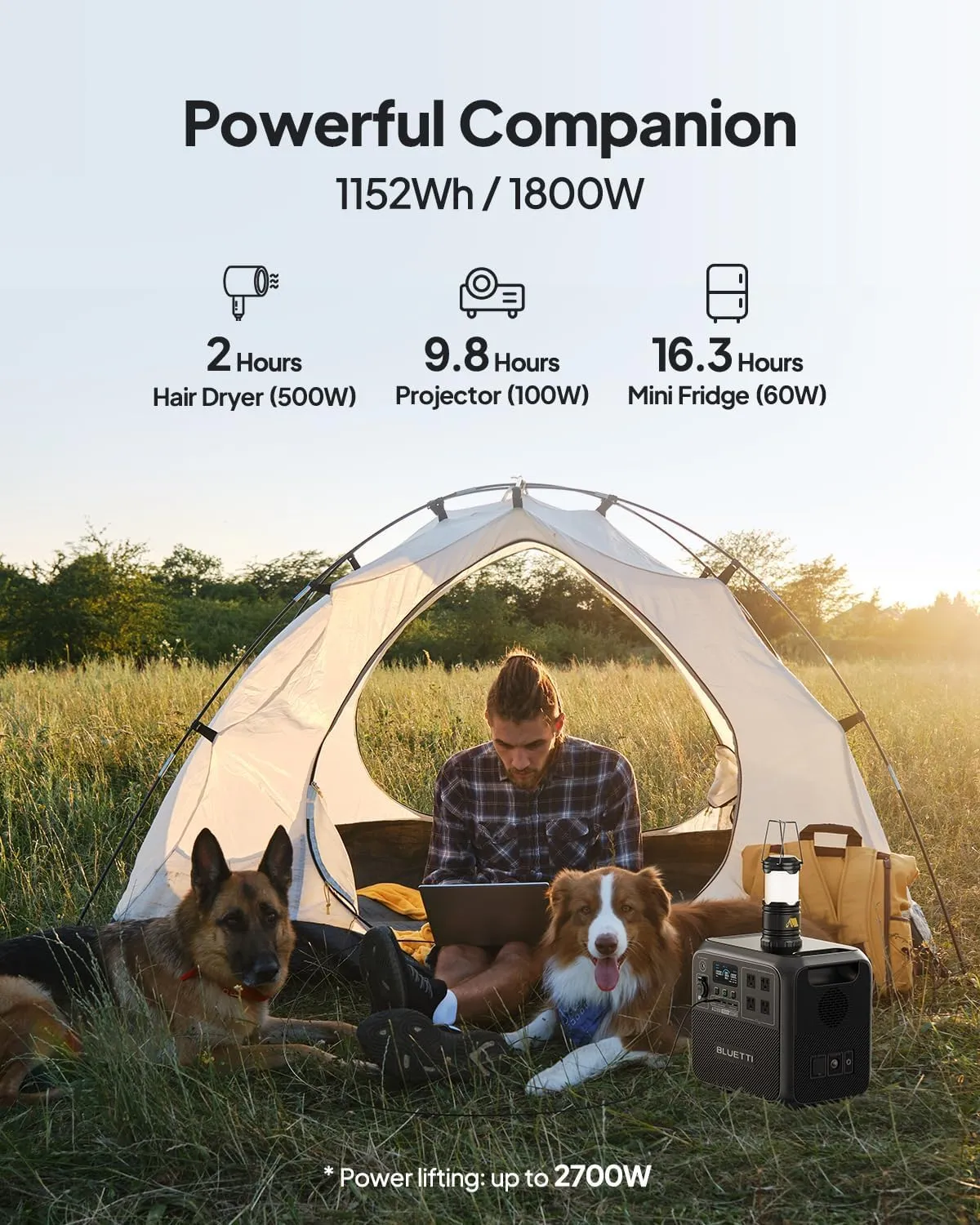 BLUETTI Solar Generator AC180 with 200W Solar Panel (Ships Separately), 1,152Wh Portable Power Station w/ 4 1,800W (2,700W Surge) AC Outlets, LFP Power for Camping, Off-Grid