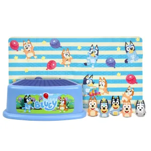 Bluey Bath Time Fun Set - Bath Finger Puppets, Vinyl Bath Mat, Step Stool