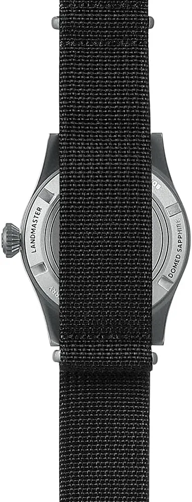 BODERRY Men's Watch Titanium Automatic Field Watch 38mm Military Watch Day Date Function 100M Waterproof with Nylon Strap Japanese NH35 Mechanical Movement & Screw Down Crown—LANDMASTER