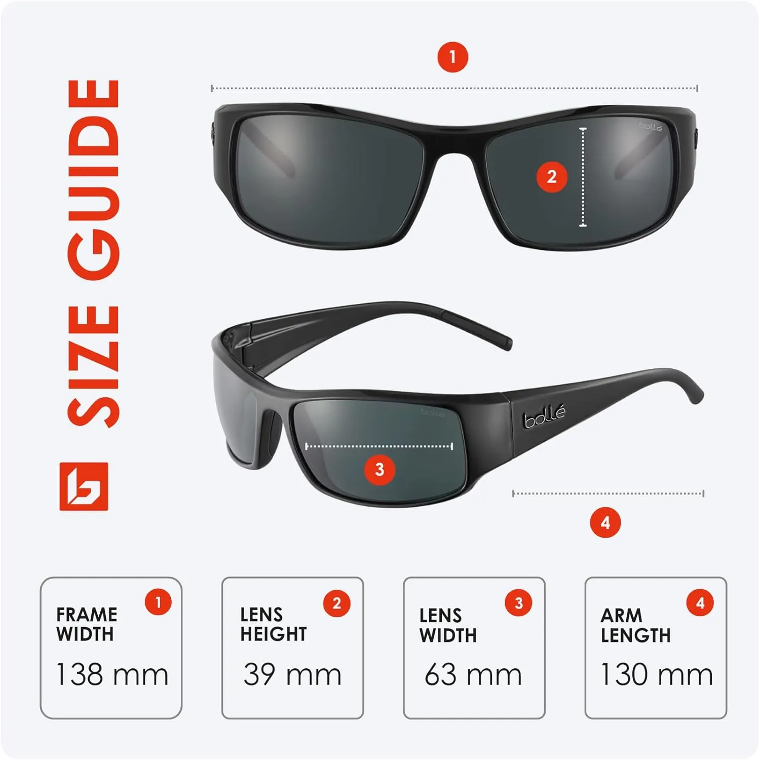 bollé King 63MM Wrap Around Sunglasses for Men for Women   BUNDLE With Designer iWear Complimentary Eyewear Kit