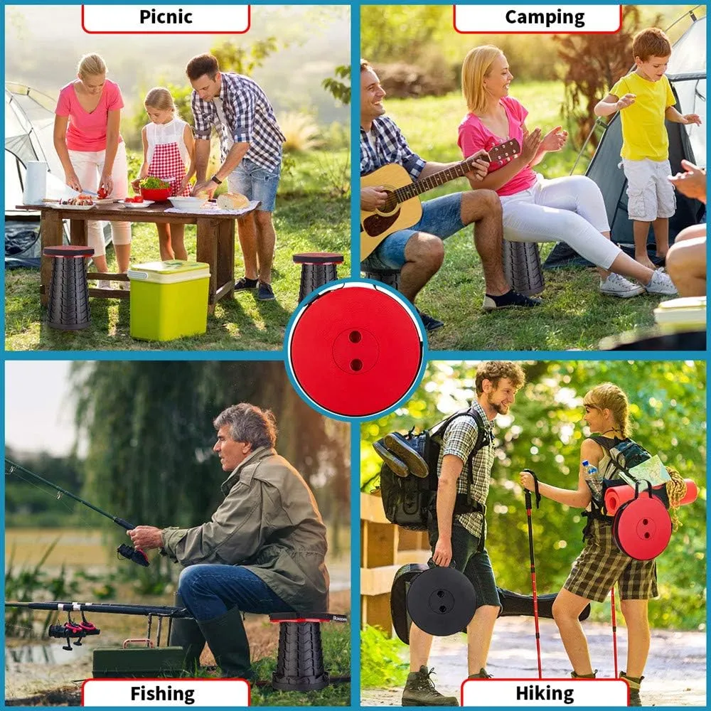 Boreeman Upgraded Folding Stool Lightweight Yet More Sturdy with Load Capacity 400lbs Portable Collapsible Stool for Camping Fishing Hiking BBQ (Red)
