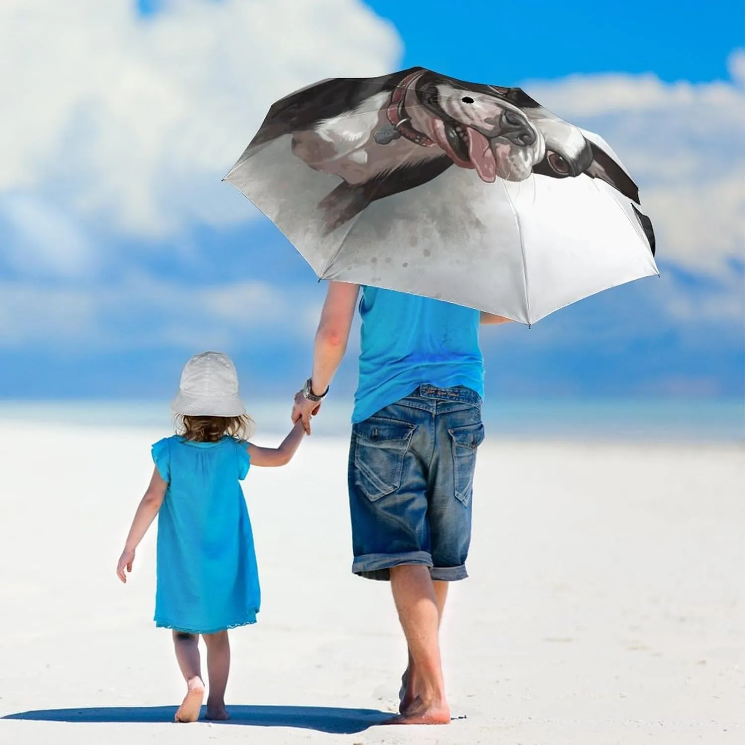 Boston Terrier Umbrellas for Rain Portable Travel Umbrellas Lightweight Automatic Windproof Folding Umbrella Compact Outdoor Beach Umbrella for Women, Men