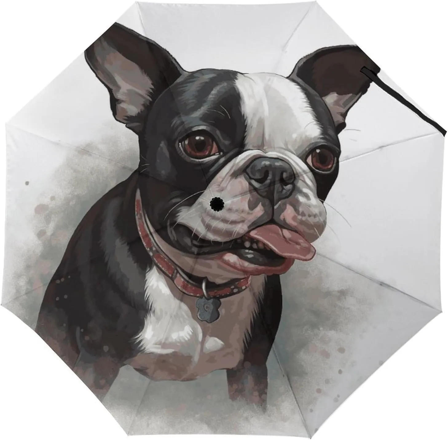 Boston Terrier Umbrellas for Rain Portable Travel Umbrellas Lightweight Automatic Windproof Folding Umbrella Compact Outdoor Beach Umbrella for Women, Men