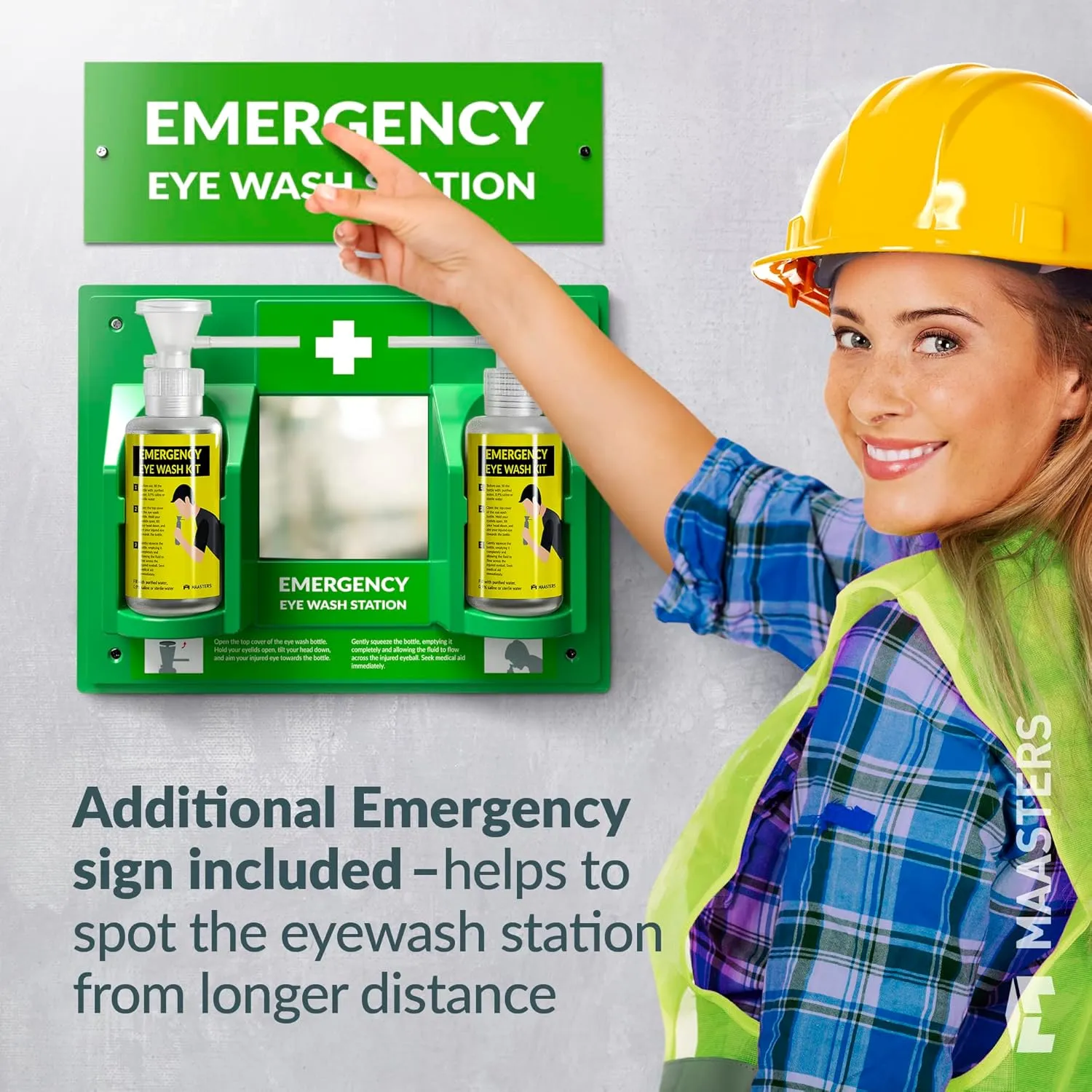 BPA Free Portable Eye Wash Station OSHA Approved - Wall-Mounted First Aid Eye Wash Kit w/Mirror & 2X 16oz Empty Bottles - No Eye Wash Solution Included - Emergency Eyewash - Set of 1