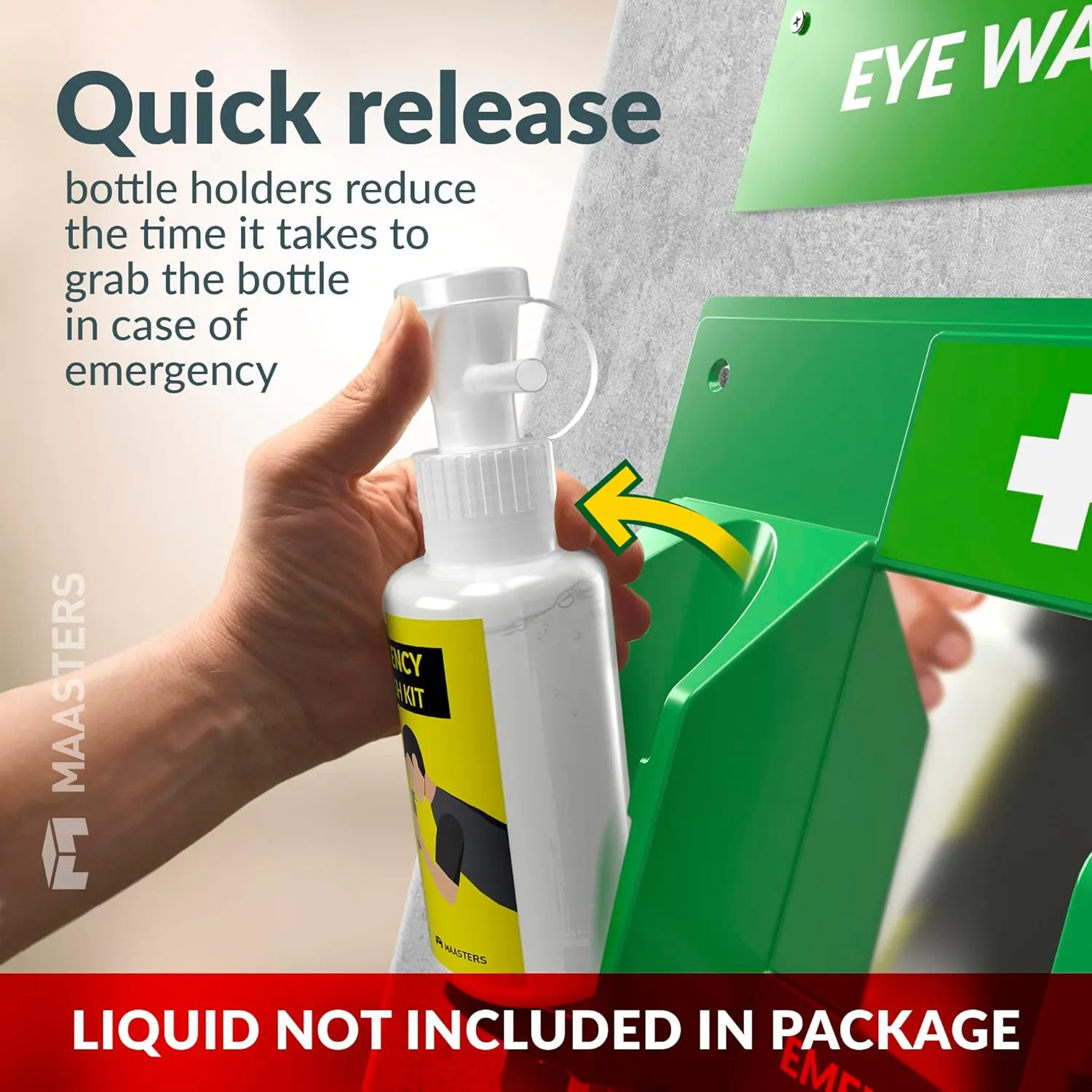 BPA Free Portable Eye Wash Station OSHA Approved - Wall-Mounted First Aid Eye Wash Kit w/Mirror & 2X 16oz Empty Bottles - No Eye Wash Solution Included - Emergency Eyewash - Set of 1