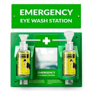 BPA Free Portable Eye Wash Station OSHA Approved - Wall-Mounted First Aid Eye Wash Kit w/Mirror & 2X 16oz Empty Bottles - No Eye Wash Solution Included - Emergency Eyewash - Set of 1