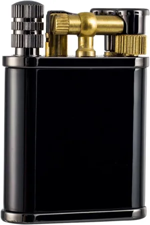 Brass Old-Fashioned Kerosene Windproof Lighter, Permanent Matches, refillable Fuel, Drop-Proof, wear-Resistant and Waterproof Portable Lighter, Classic Gift for Men (Kerosene not Included)(Black)