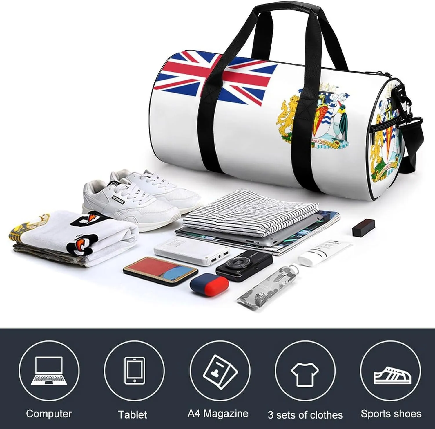 British Antarctic Territory Flag Sports Duffle Bag with Dry Wet Separation Overnight Gym Bag for Men Women Travel