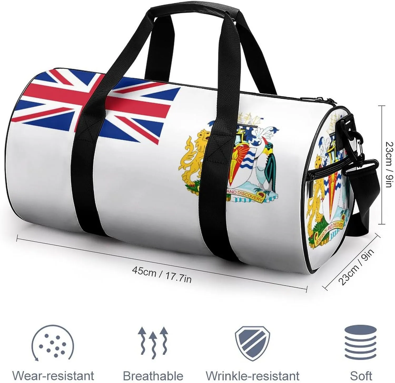 British Antarctic Territory Flag Sports Duffle Bag with Dry Wet Separation Overnight Gym Bag for Men Women Travel