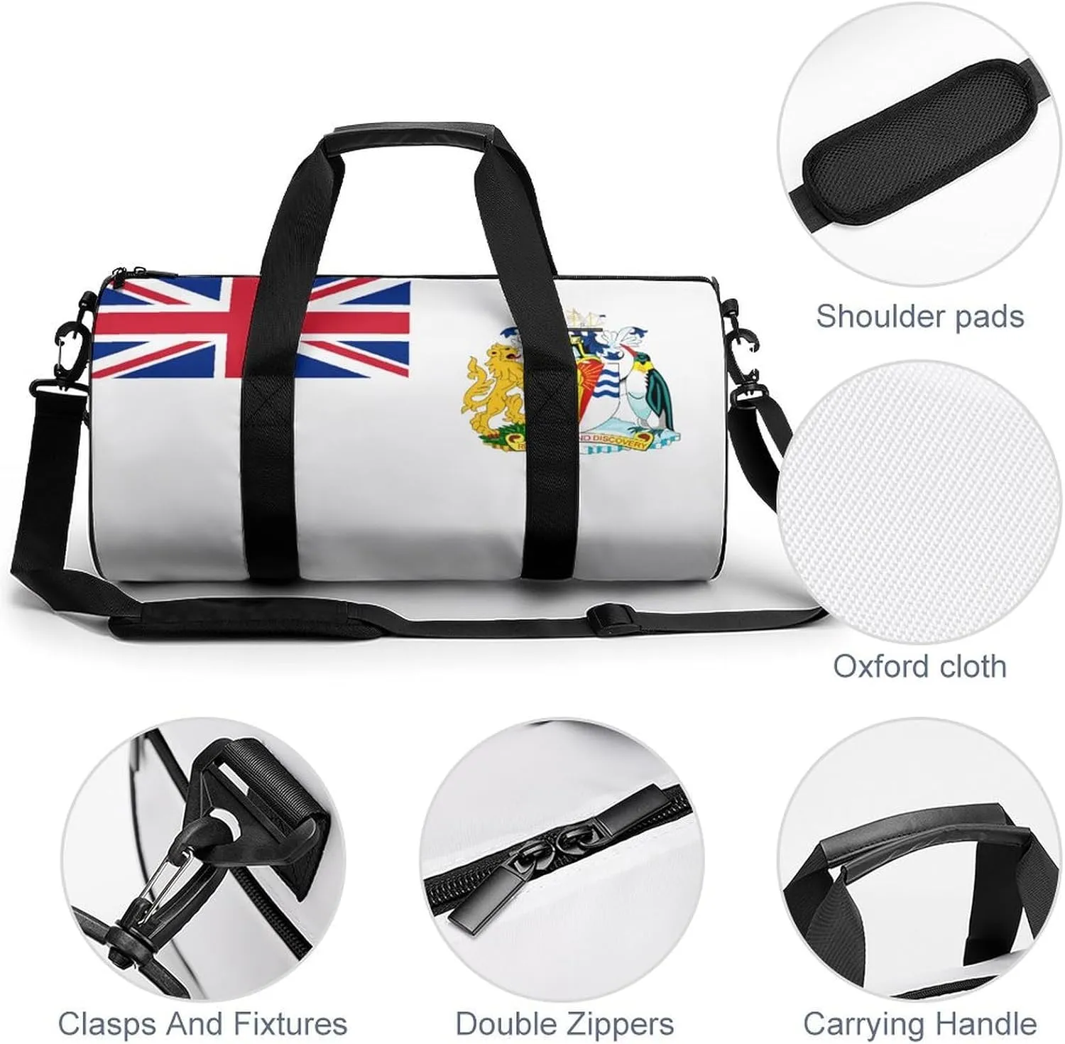 British Antarctic Territory Flag Sports Duffle Bag with Dry Wet Separation Overnight Gym Bag for Men Women Travel