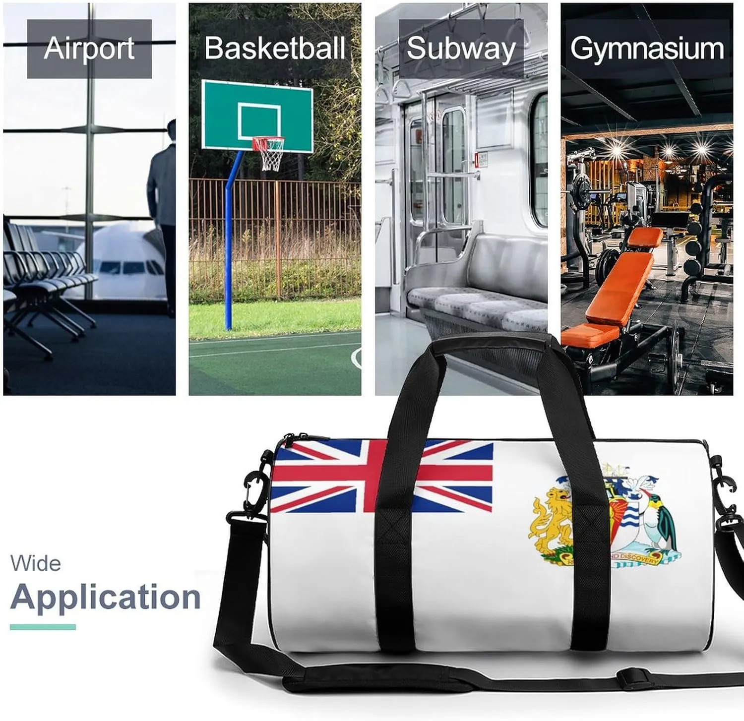 British Antarctic Territory Flag Sports Duffle Bag with Dry Wet Separation Overnight Gym Bag for Men Women Travel
