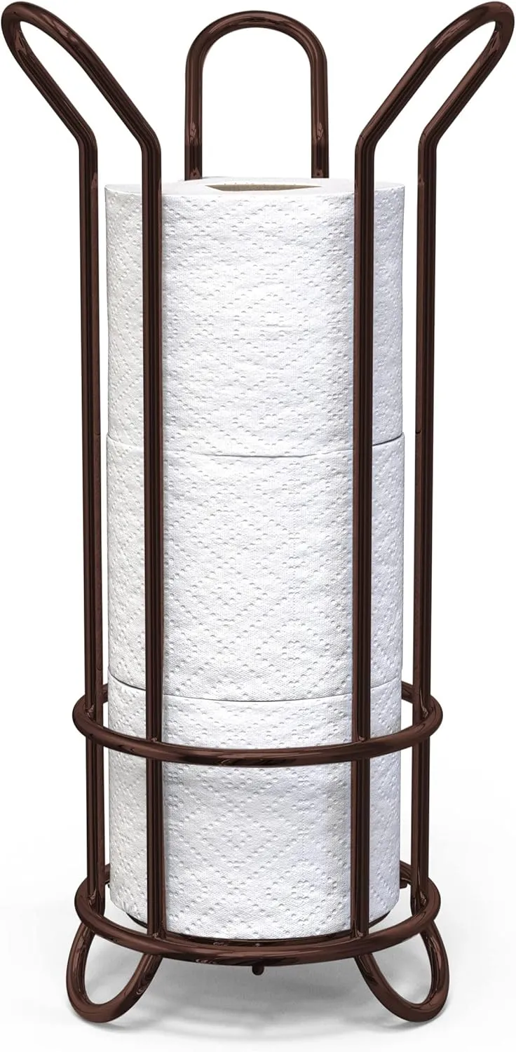 BROOKSTONE, Bronze Toilet Paper Holder, Freestanding Bathroom Tissue Organizer, Minimalistic Storage Solution, Stylish Design [Holds MEGA Rolls]