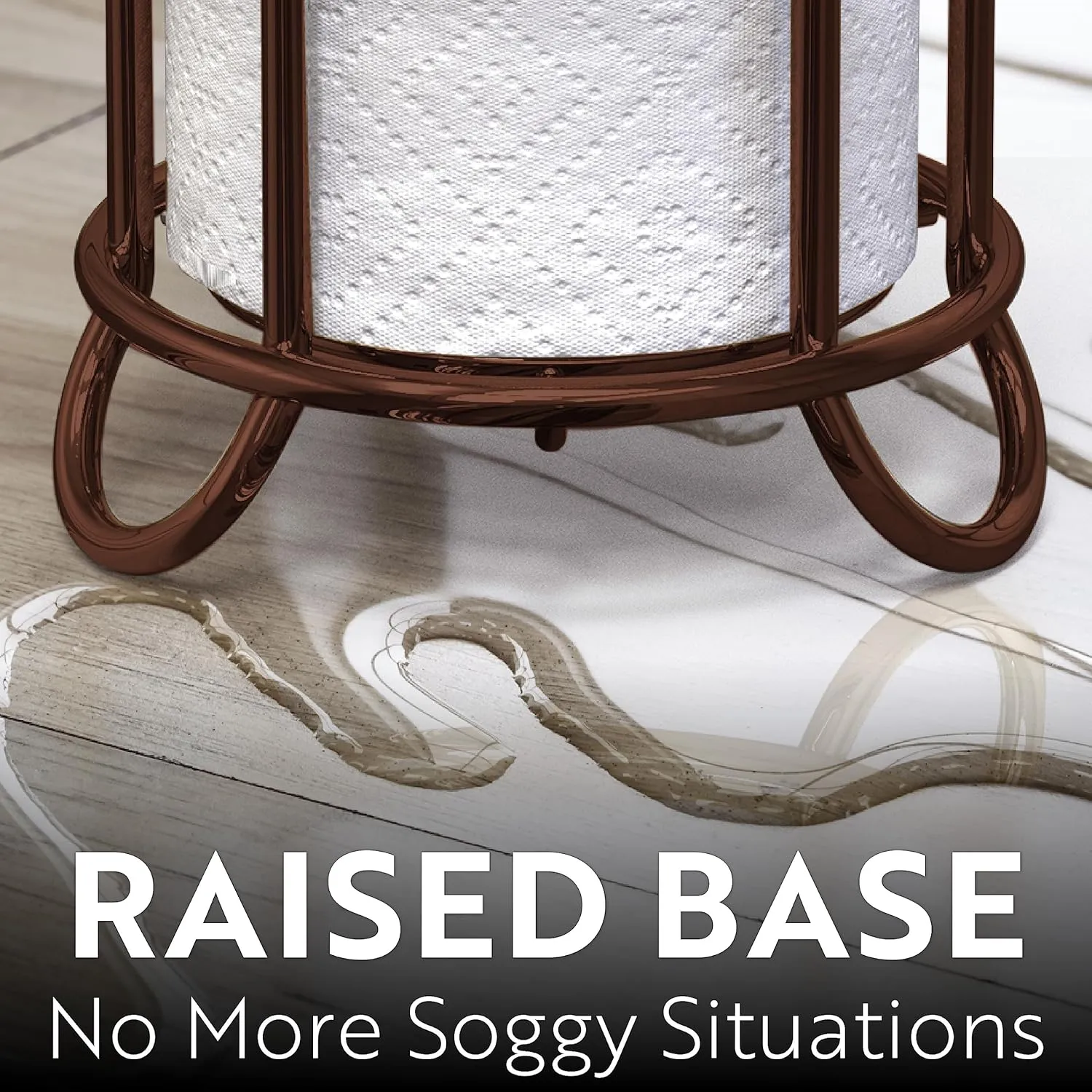 BROOKSTONE, Bronze Toilet Paper Holder, Freestanding Bathroom Tissue Organizer, Minimalistic Storage Solution, Stylish Design [Holds MEGA Rolls]