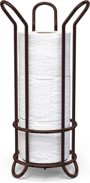 BROOKSTONE, Bronze Toilet Paper Holder, Freestanding Bathroom Tissue Organizer, Minimalistic Storage Solution, Stylish Design [Holds MEGA Rolls]