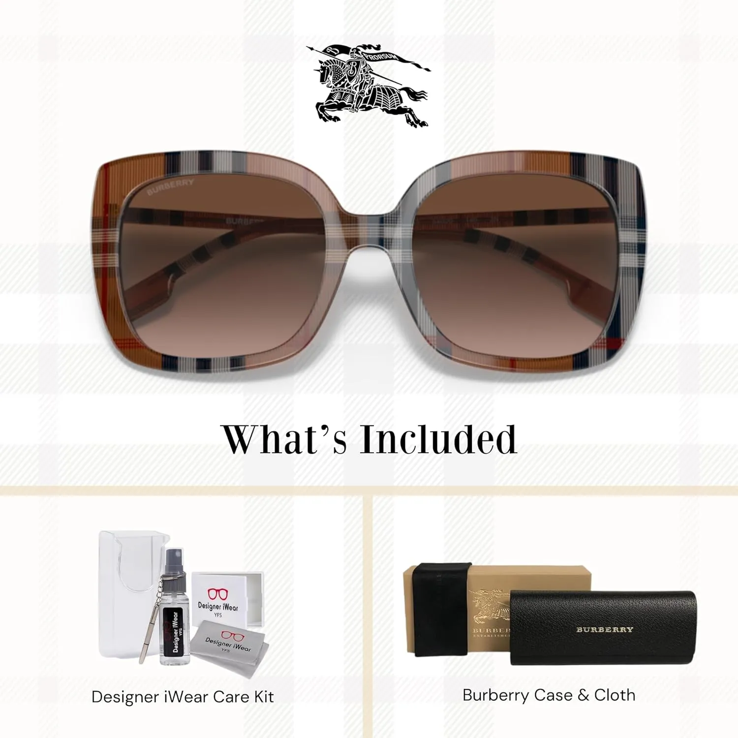 BURBERRY BE4323 Square Sunglasses for Women   BUNDLE with Designer iWear Eyewear Kit