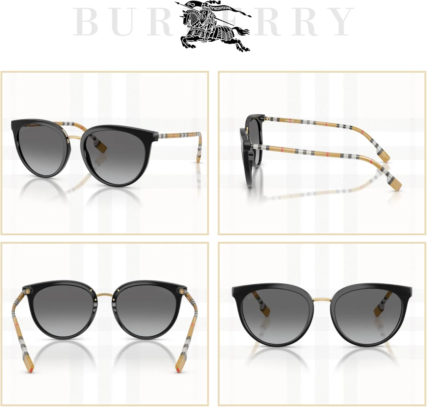 BURBERRY Willow BE4316 Gradient Round Sunglasses for Women   BUNDLE With Designer iWear Eyewear Kit