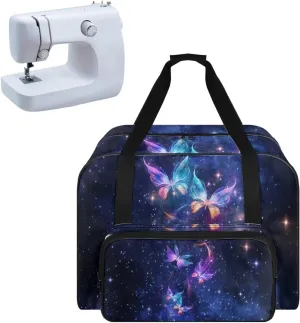 Butterfly Galaxy Sewing Machine Carrying Case Large Capacity Sewing Bag with Handle, Sewing Machine Carrier Protector Travel Bag Organizer for Most Singer, Brother Sewing Machines