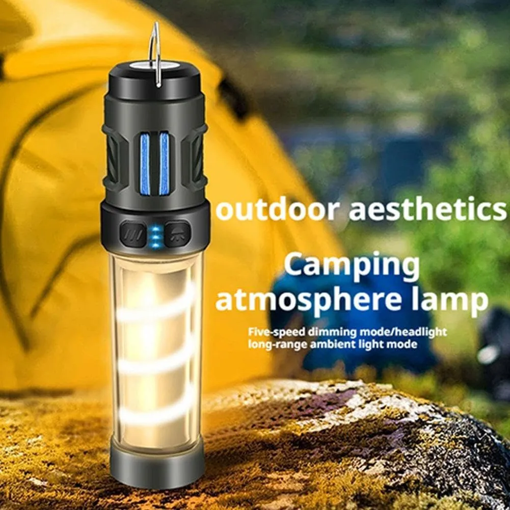 Buzz Defense Portable, 2025 New Upgraded Buzzdefense Dual Mode Camping Lantern, 3000 mAh USB-C Recharged Waterproof Outdoor Lamp, LED Camping Light for Outdoor, Garden, Picnic (Black Green 2 Pcs)