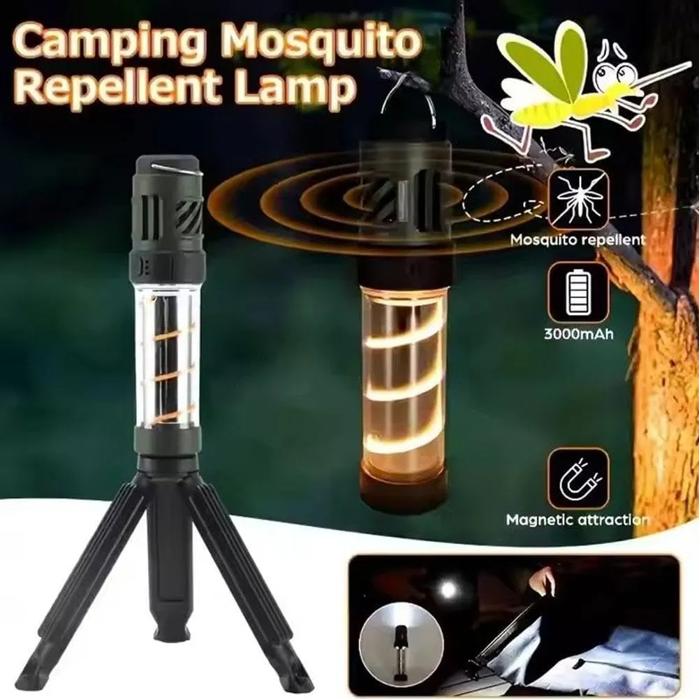Buzz Defense Portable, 2025 New Upgraded Buzzdefense Dual Mode Camping Lantern, 3000 mAh USB-C Recharged Waterproof Outdoor Lamp, LED Camping Light for Outdoor, Garden, Picnic (Black Green 2 Pcs)