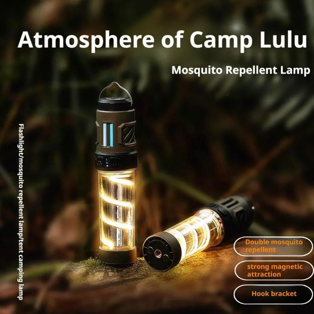 Buzz Defense Portable, 2025 New Upgraded Buzzdefense Dual Mode Camping Lantern, 3000 mAh USB-C Recharged Waterproof Outdoor Lamp, LED Camping Light for Outdoor, Garden, Picnic (Black Green 2 Pcs)