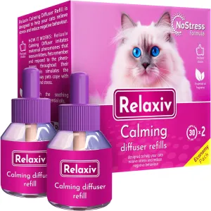 Calming Cat Diffuser Refill & Anti Anxiety Pet Products - Feline Calm Pheromones & Cats Comfort - Stress Relief with New Zone, Fighting with Dogs & Behavior Control (2 Pack (Diffuser not Included))