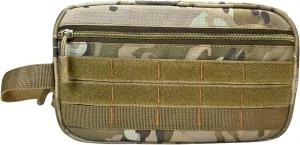 Camo Travel Toiletry Bag - 1000D Polyester Organizer Bag - Multiple Storage Compartments, Front & Back Molle Webbings - Rectangular Shape Upgraded Design - Ideal for Travel, Camping & Tools Storage