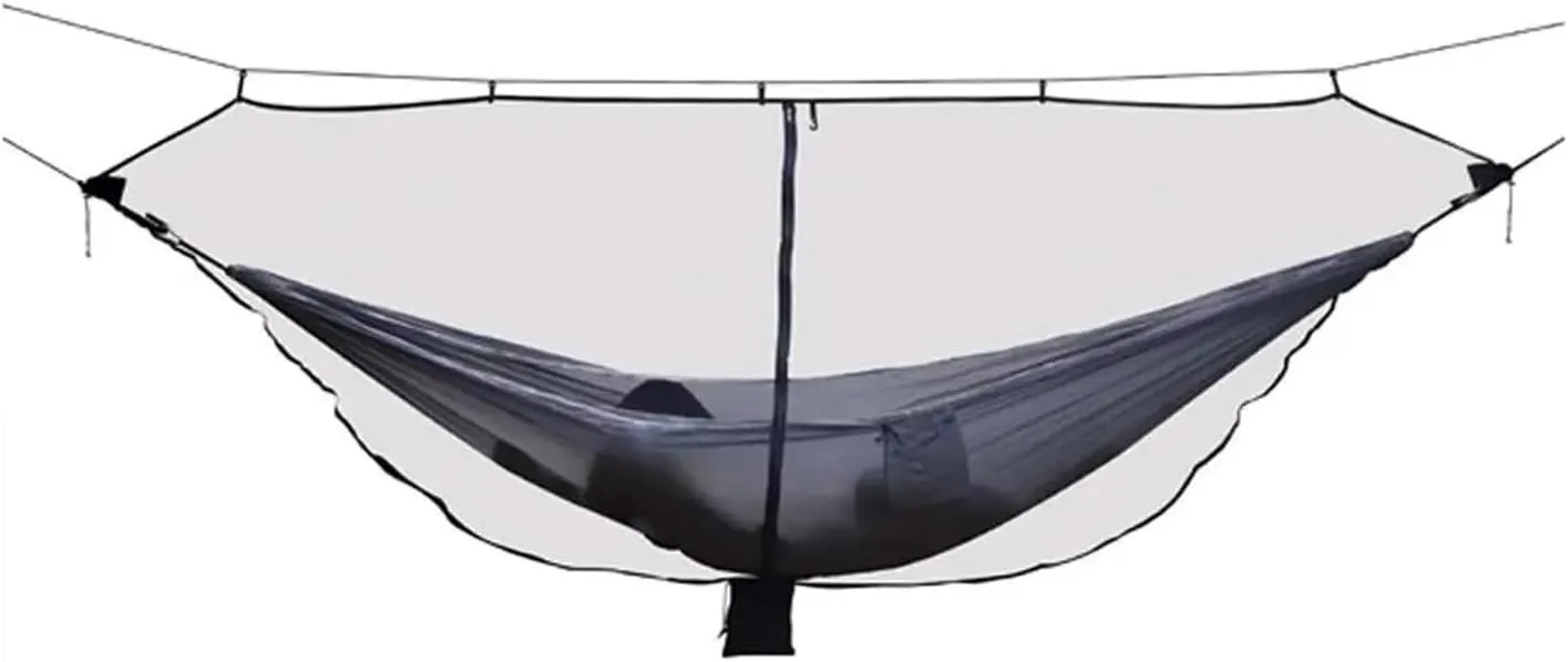 Camp Outdoor Easy Setup Travel Portable Hammock Mosquito Net Fabric Nylon Camping Double Person Foldable Separating Mosquito Bed Net Strong, Dark Gray