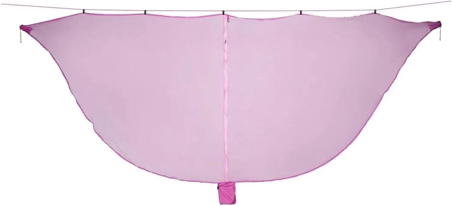Camp Outdoor Easy Setup Travel Portable Hammock Mosquito Net Fabric Nylon Camping Double Person Foldable Separating Mosquito Bed Net Strong (Pink)