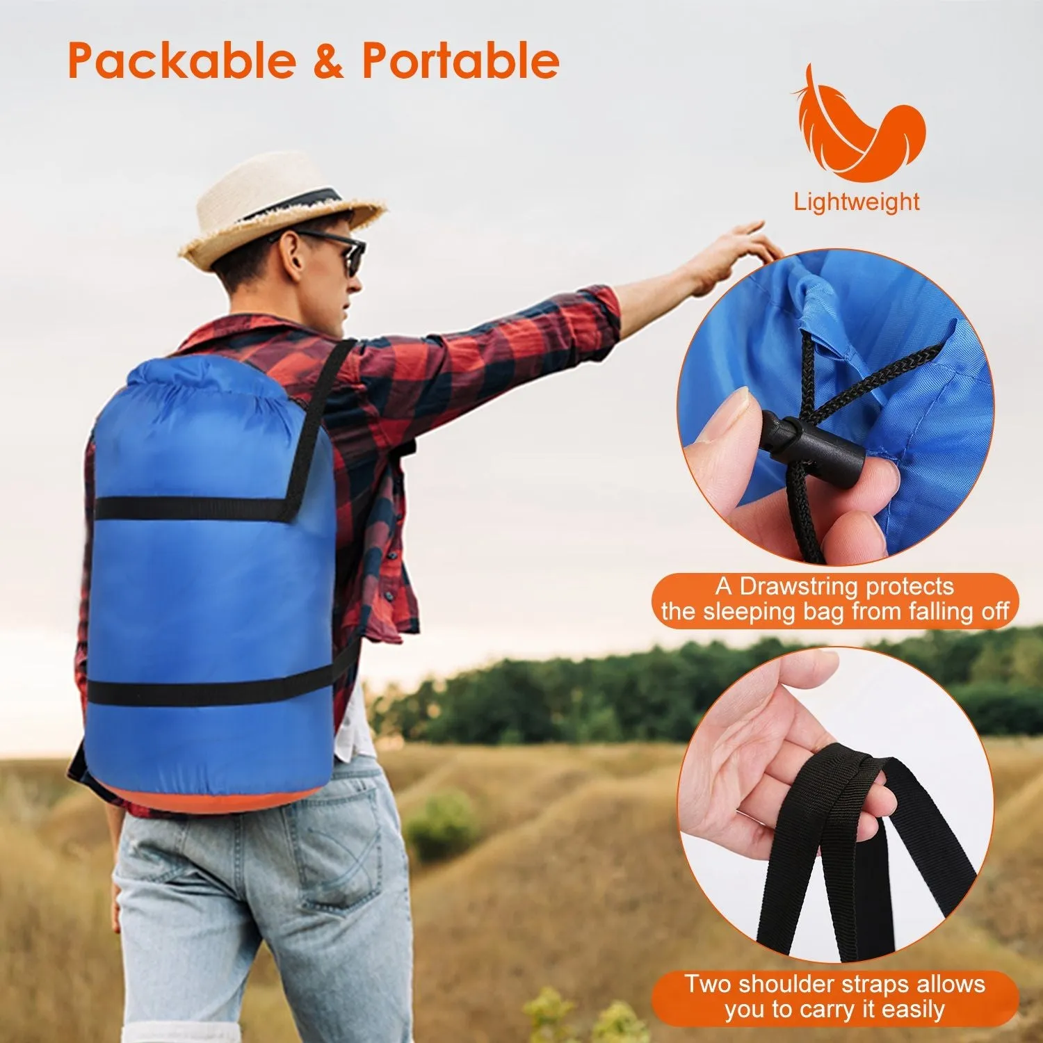 CampHaven™ Multi-Person Sleeping Bag – 2 or 3 Person Convertible Bedroll with Carry Bag