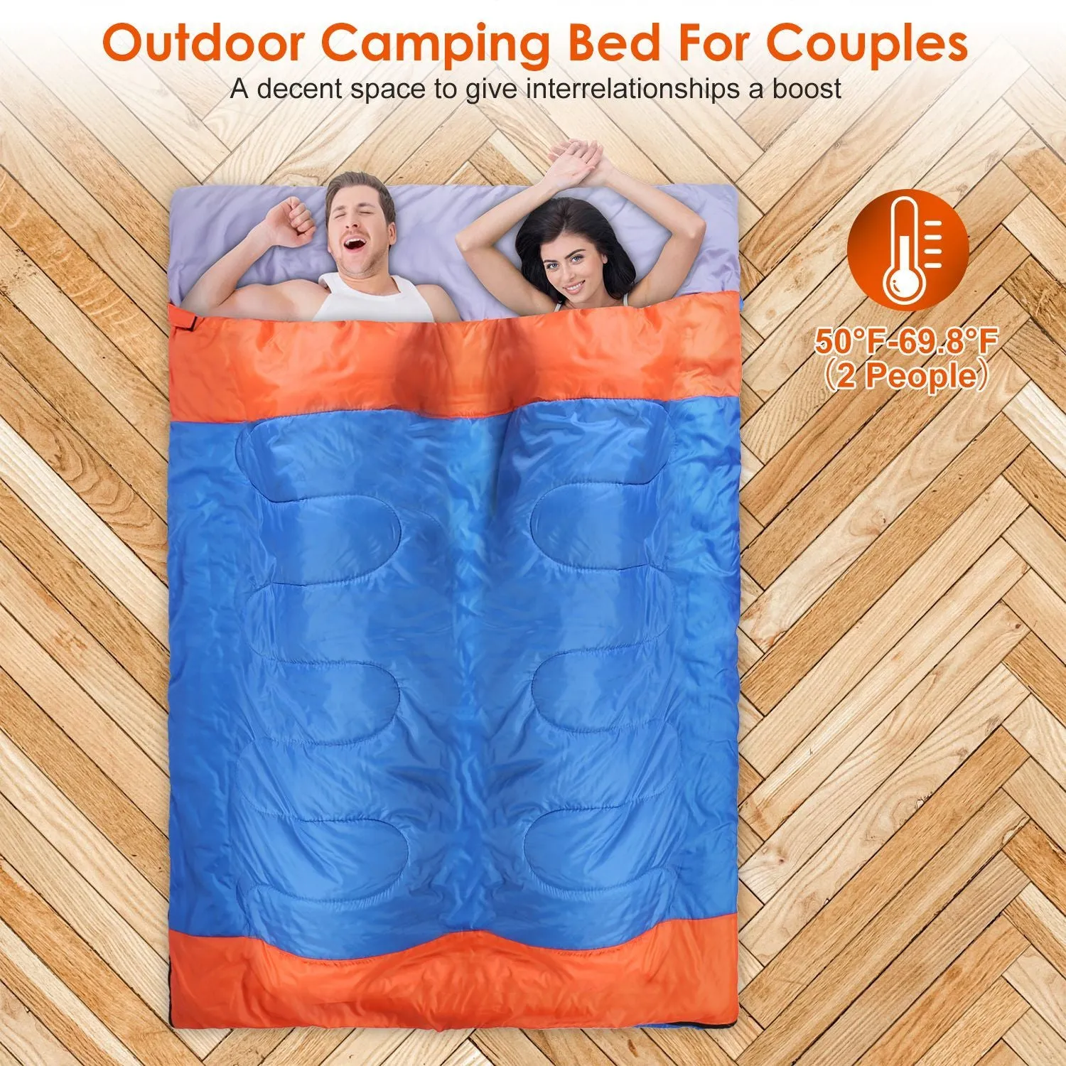 CampHaven™ Multi-Person Sleeping Bag – 2 or 3 Person Convertible Bedroll with Carry Bag