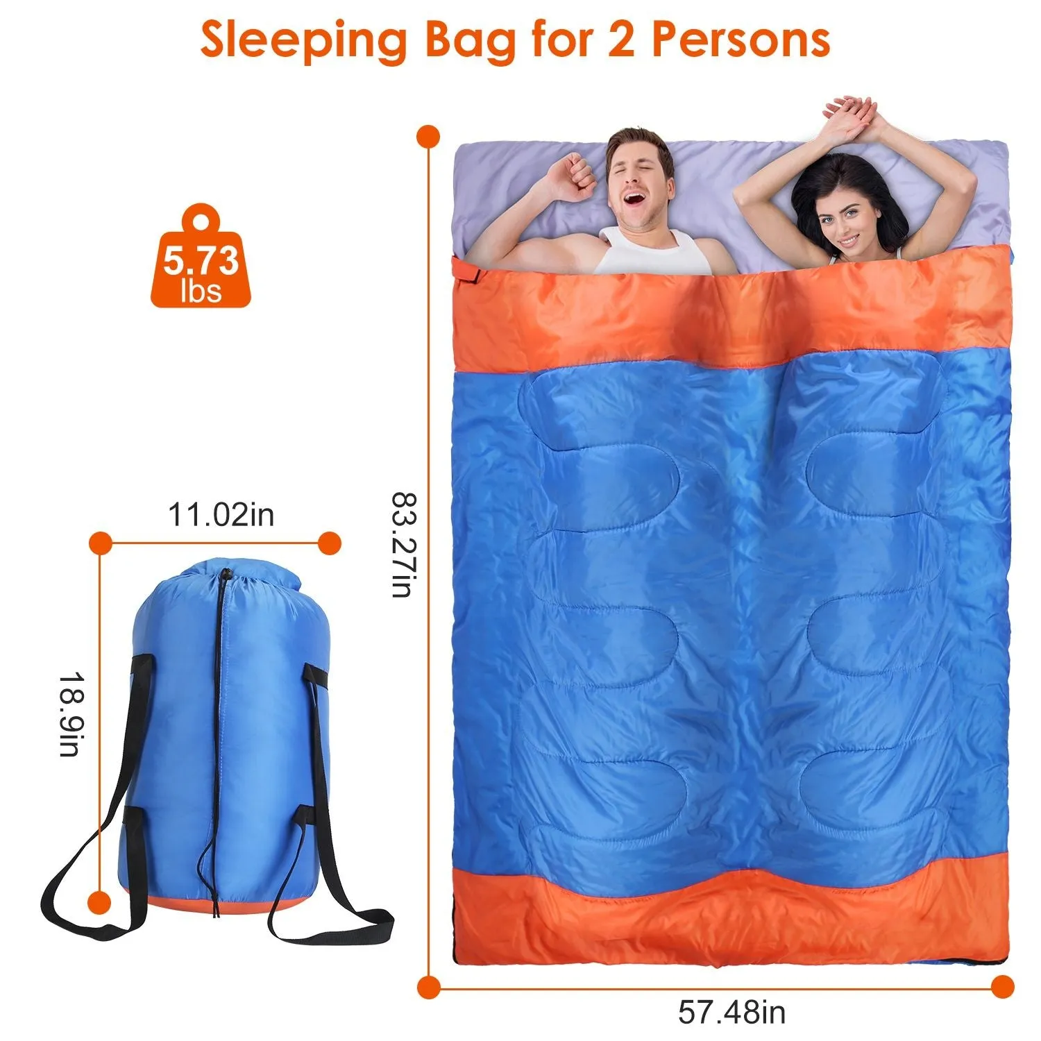 CampHaven™ Multi-Person Sleeping Bag – 2 or 3 Person Convertible Bedroll with Carry Bag