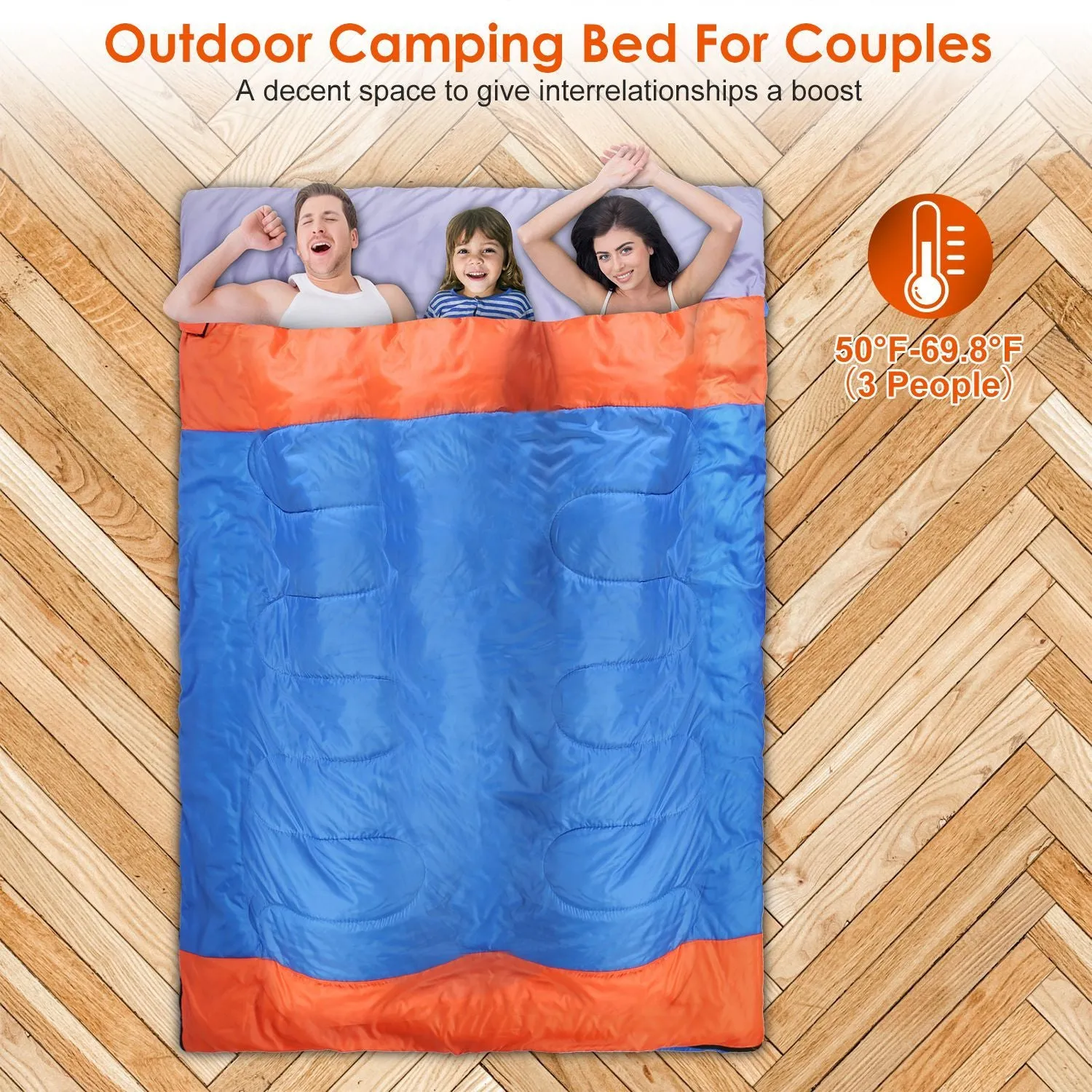 CampHaven™ Multi-Person Sleeping Bag – 2 or 3 Person Convertible Bedroll with Carry Bag
