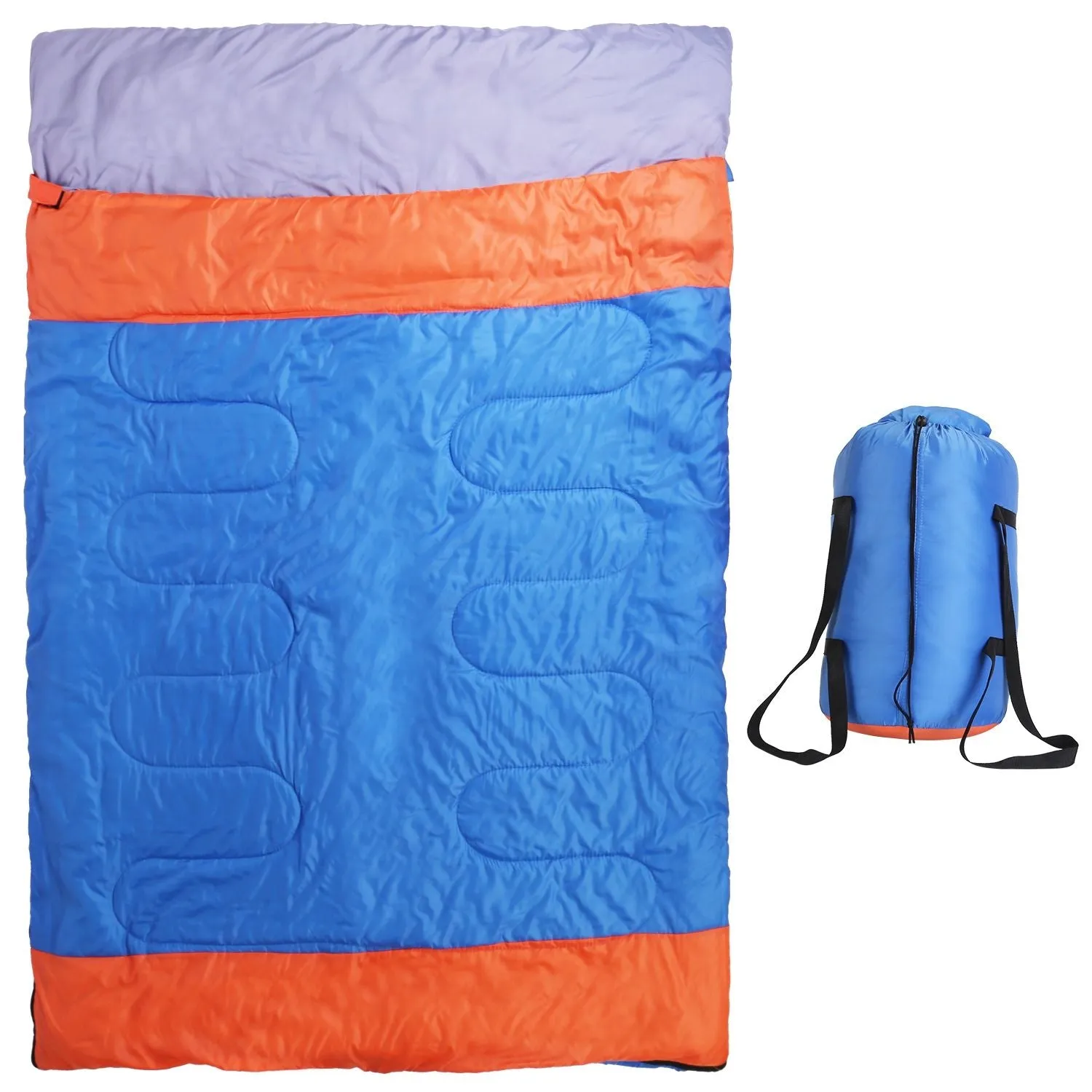 CampHaven™ Multi-Person Sleeping Bag – 2 or 3 Person Convertible Bedroll with Carry Bag