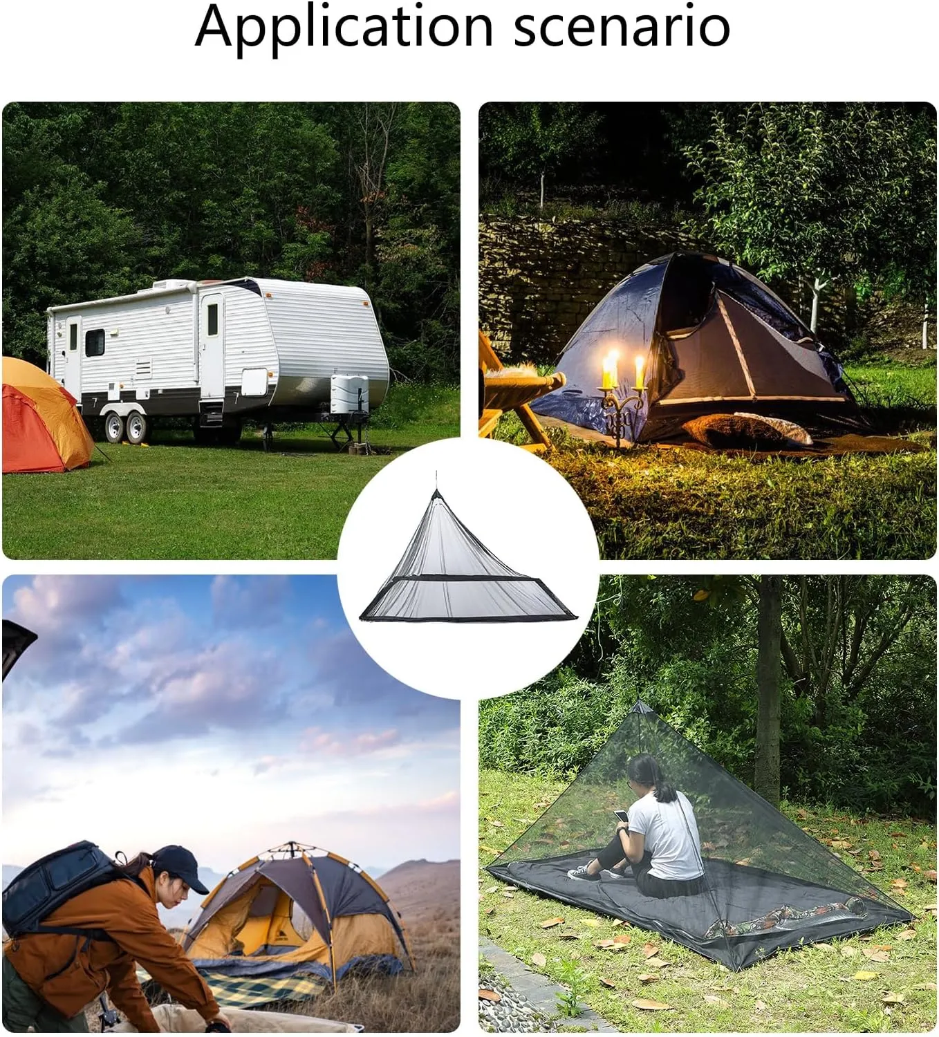 Camping Bed Netting with Carry Bag Outdoor Triangular Netting Fly Netting for Camping Bedding Patio