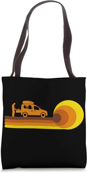 Camping-Camper Microcamper Travel-Caravan 70s 80s Minicamper Tote Bag