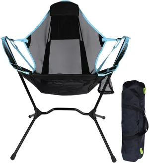 Camping Chair Backrest Folding Swing Chair, Outdoor Aluminum Alloy Swing Recliner with Storage Bag for Camping Hiking Picnic Travel Beach